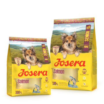 Josera Mini Senior Salmon grain-free complete dry food with single meat protein Josera Mini Senior Salmon grain-free complete dry food with single meat protein 3kg and 0.9kg bags