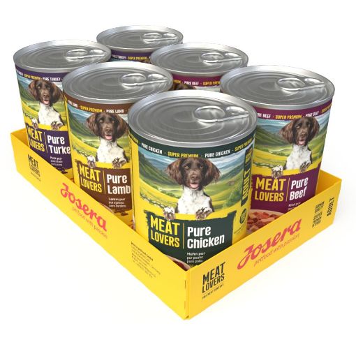 Josera Meat Lovers Pure Multipack grain free complete pure meat wet food for adult dogs 6x400g variety pack